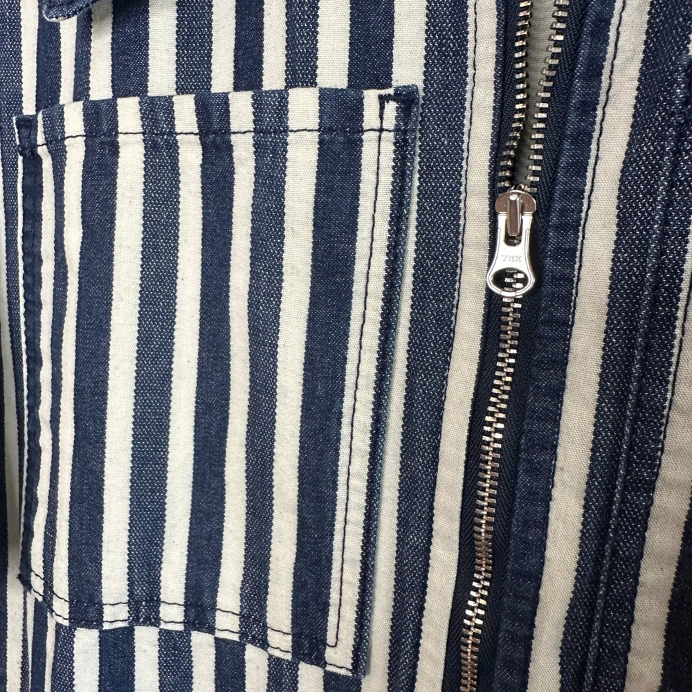 Anthropologie ALIGNE Gabriella Short-Sleeve Denim Midi Dress Striped Size 12 - Picture 7 of 9